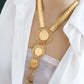 Gold-Plated Ottoman Coin Necklace – Arabic Calligraphy Pendant, Turkish Style