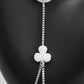 Elegant Silver Clover Hand Harness • Dainty Sparkling Crystal Slave Bracelet Ring