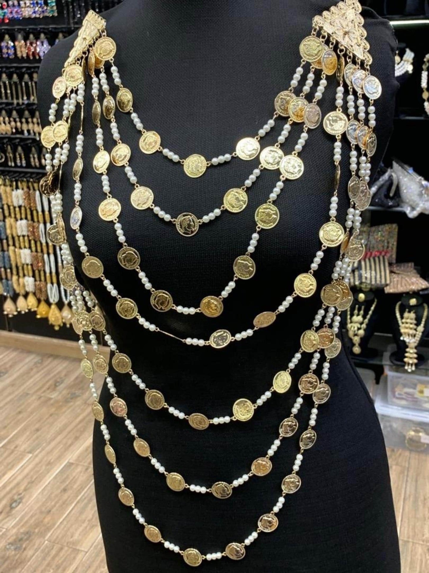 Gold Plated Coin Body Chain Festival Belly Dance Necklace