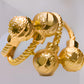 Gold-Plated Arabic Jewelry Set – Beaded Necklace, Adjustable Cuff Bracelet & Statement Ring