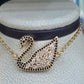 Gold Plated Swan Jewelry Set Crystal Necklace Earrings Ring Elegant Gift
