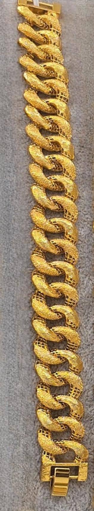 Luxury Gold Plated Chunky Chain Bracelet Textured Link Jewelry