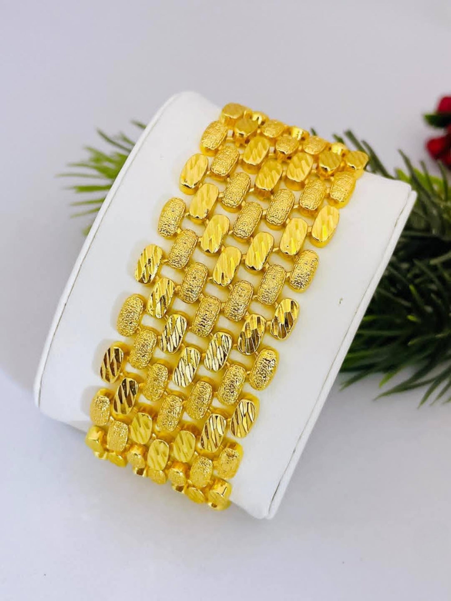 Luxury Gold Plated Wide Bracelet Statement Jewelry Gift