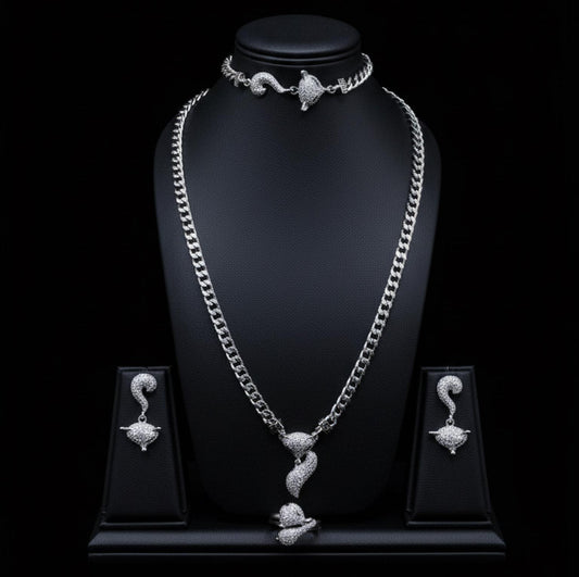 Romantic Silver Heart Crystal Hand Harness • Dainty Love Slave Bracelet Ring