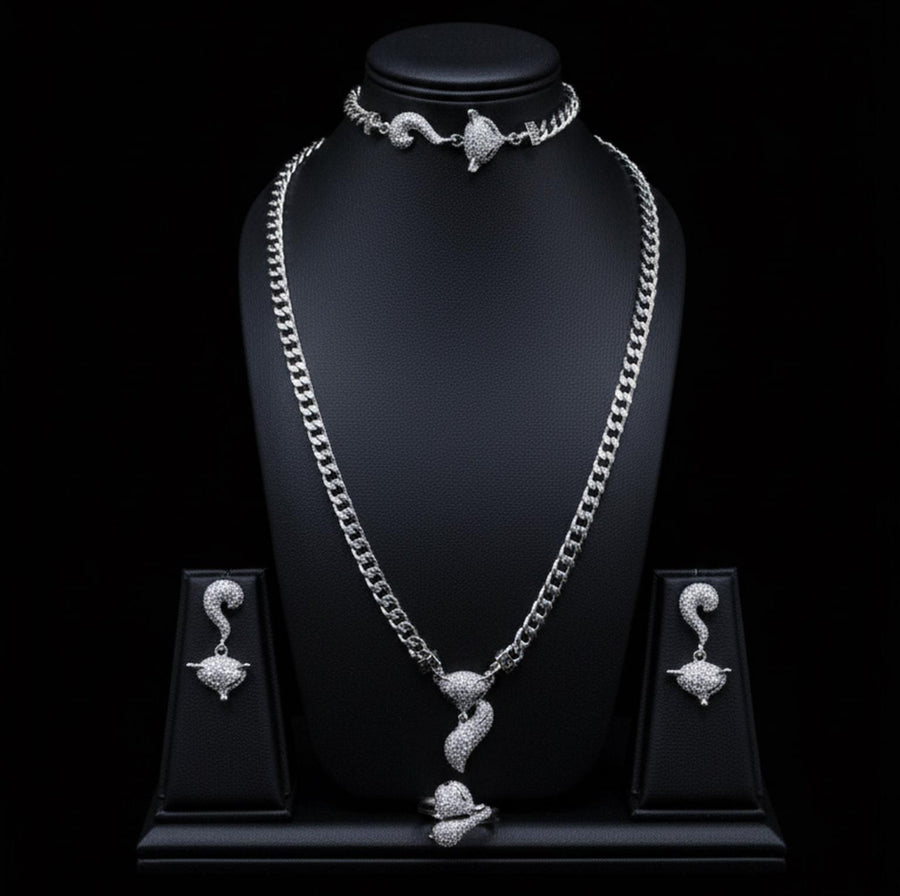Romantic Silver Heart Crystal Hand Harness • Dainty Love Slave Bracelet Ring