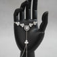 Elegant Silver Clover Hand Harness • Dainty Sparkling Crystal Slave Bracelet Ring