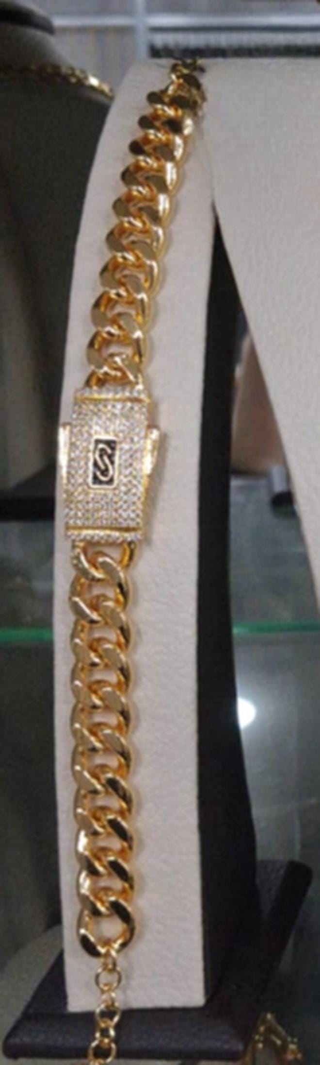 Luxury Gold Plated Monaco Cuban Chain Jewelry Set Statement Gift