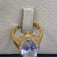 Gold Plated Bridal Jewelry Set Pear Drop Necklace Earrings Ring Luxury