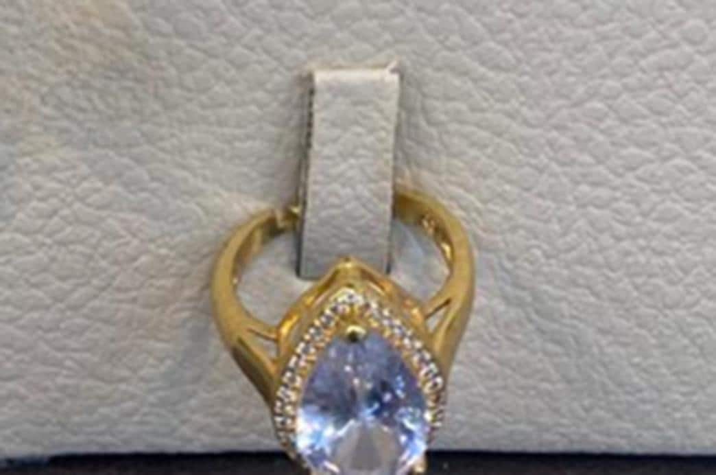 Gold Plated Bridal Jewelry Set Pear Drop Necklace Earrings Ring Luxury