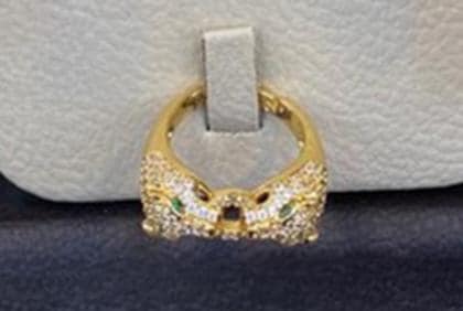 Gold Plated Panther Cuban Chain Jewelry Set Luxury Necklace Choker Earrings Ring