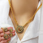 Gold-Plated Greek Coin Jewelry Set – Queen Cameo Necklace, Bracelet & Earrings