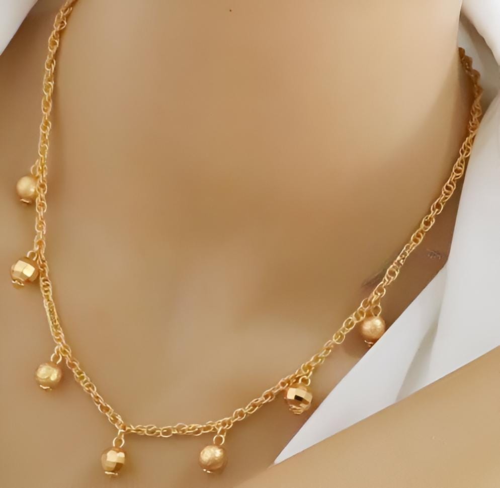 Elegant Gold Plated Beaded Jewelry Set | Bridal Necklace, Bracelet & Earrings | Dangling Charm Fashion Accessories