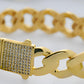 Gold-Plated Cuban Link Bracelet & Ring Set – Iced Out Hip Hop Jewelry