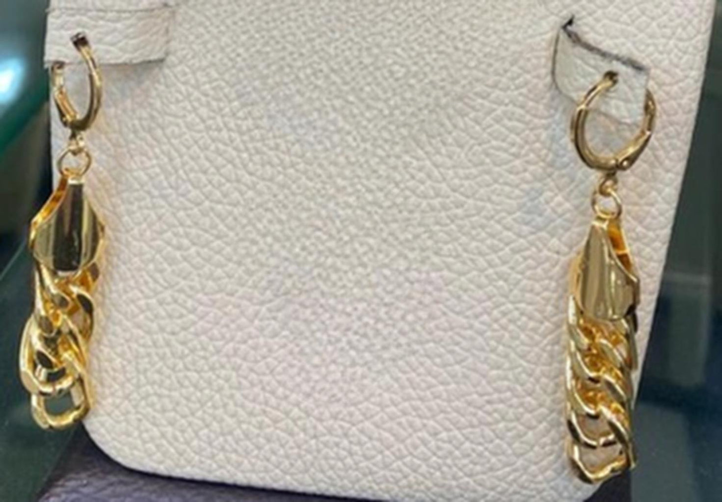 Gold Plated Cuban Chain Jewelry Set Necklace Bracelet Earrings Minimal Luxury