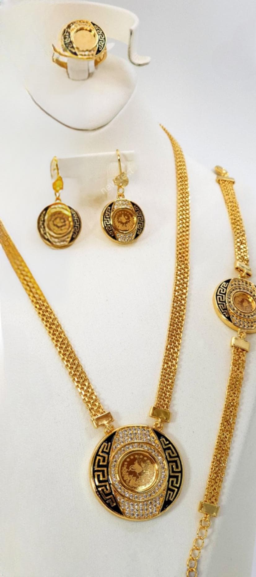 Luxury Gold Plated Greek Coin Jewelry Set