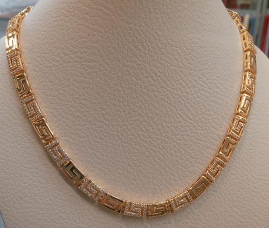 Luxurious Gold Plated Greek Key Jewelry Set • Elegant Meander Design