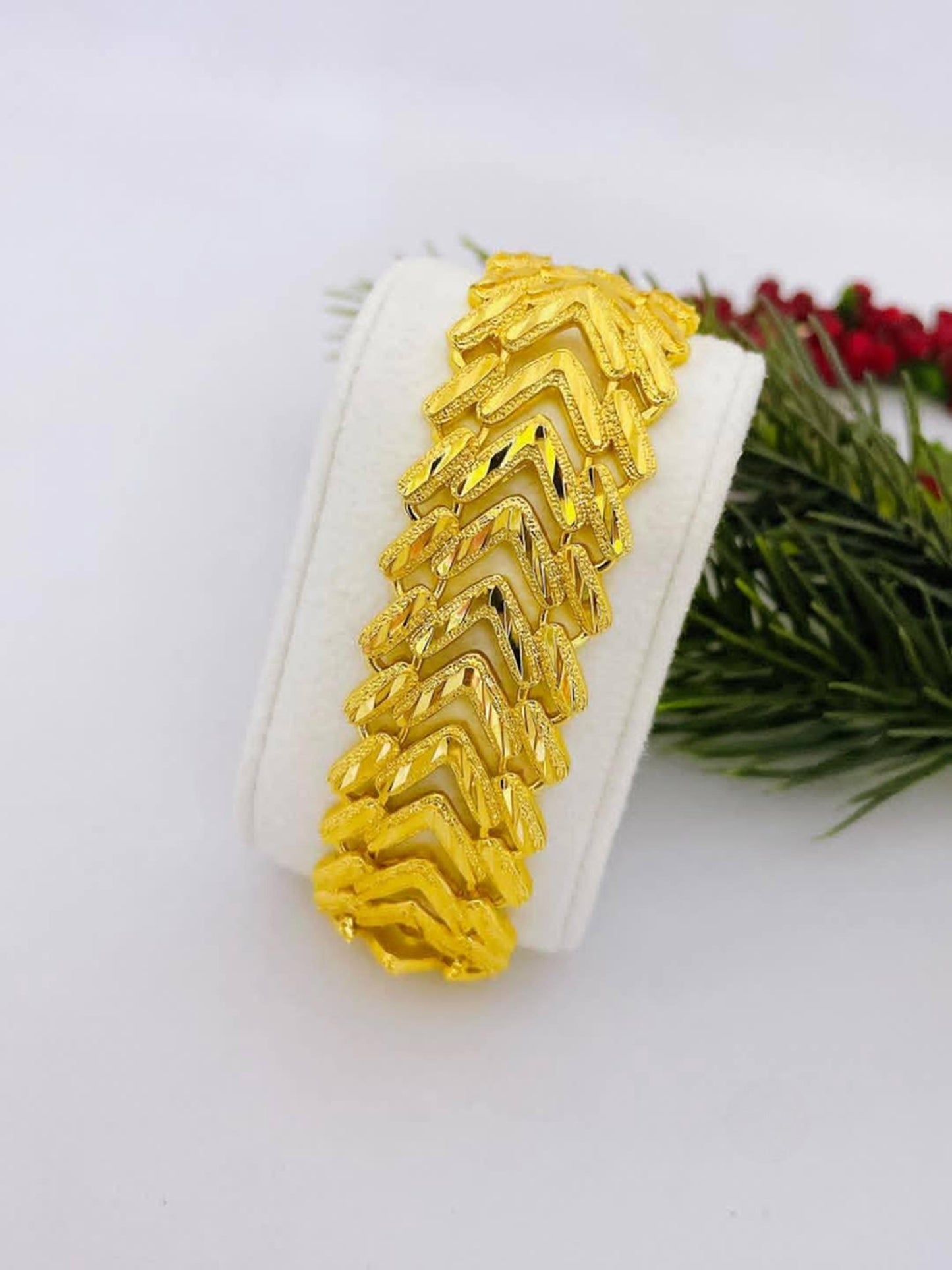 Luxury Gold Plated Wide Bracelet Statement Jewelry Gift