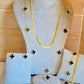 Gold-Plated Black Clover Jewelry Set – Necklace, Bracelet, Earrings & Ring for Women