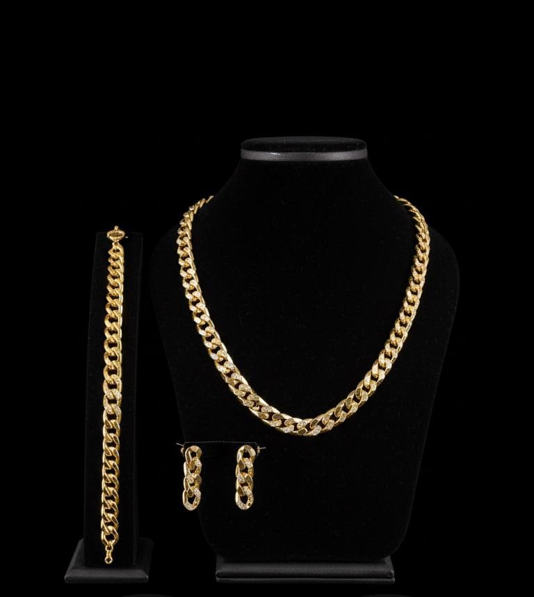 Luxurious Gold Plated Sparkling Cluster Jewelry Set • Elegant Radiant Wedding Statement
