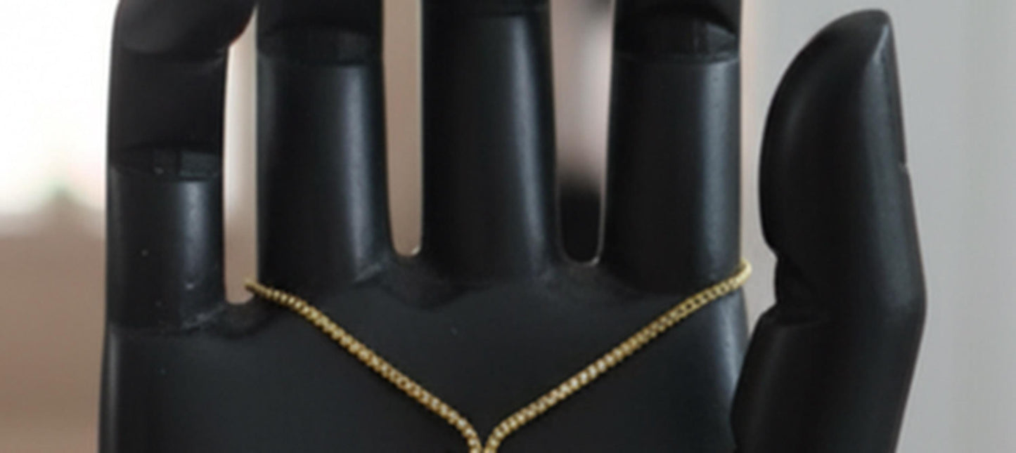 Elegant Baguette Crystal Gold Hand Harness • Sparkling Slave Bracelet Ring