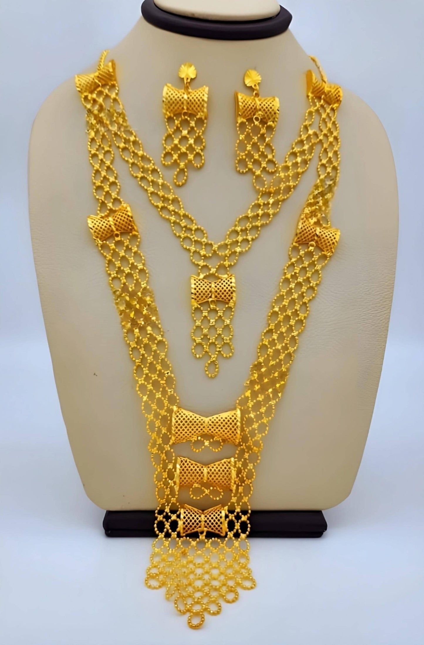Gold-Plated Ethiopian Bridal Jewelry Set – Statement Necklace & Earrings