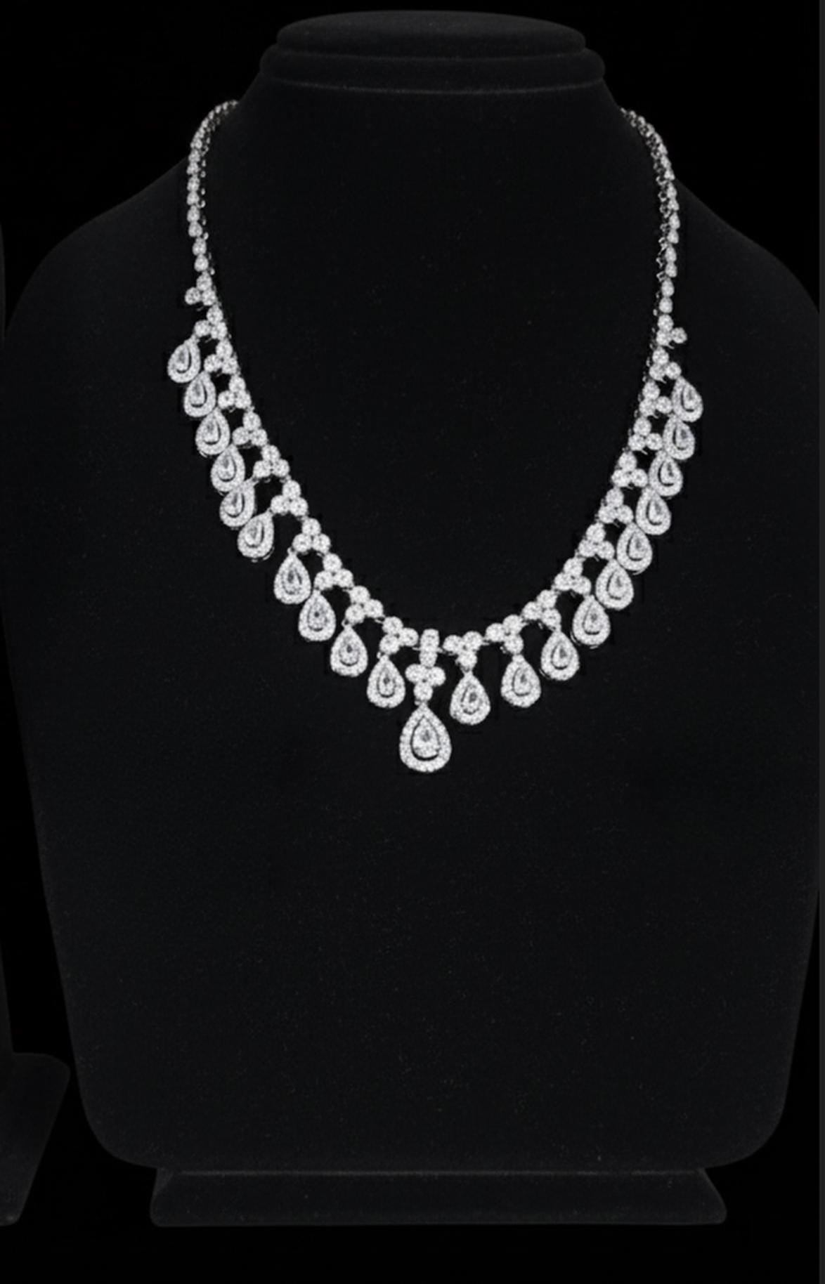 Luxury Silver Teardrop Jewelry Set Bridal Wedding Statement Gift