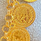 Gold Plated Coin Charm Bracelet: Boho Roman Style Dangle Jewelry