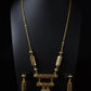 Exquisite Gold Plated Ottoman Style Filigree Necklace Set • Ethnic Cylinder Drop Earrings