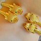Gold-Plated Panther Head Cuff Bracelet: Elegant Animal Design