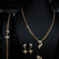 Luxury Gold Plated Floral Crystal Jewelry Set • Vintage Teardrop Design • 4Pcs