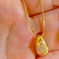 Gold-Plated Heart Teardrop Jewelry Set – Elegant Necklace & Earrings with Cubic Zirconia Stones