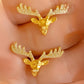 Gold Plated Deer Jewelry Set: Crystal Antlers Necklace, Bracelet & Earrings