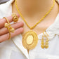 Gold-Plated Arabic Jewelry Set – Heart  Sun Motif – Statement Necklace, Bracelet, Ring & Earrings