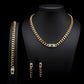 Luxury Gold Plated Monaco Jewelry Set • Crystal Halo Design • 4Pcs