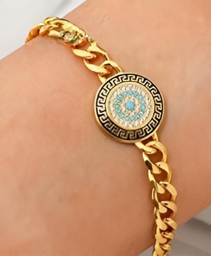 Gold-Plated Blue Eye Jewelry Set – Necklace, Bracelet & Earrings