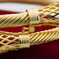 Gold-Plated Snake Bangle – Serpent Cuff Bracelet with Gemstone Eyes