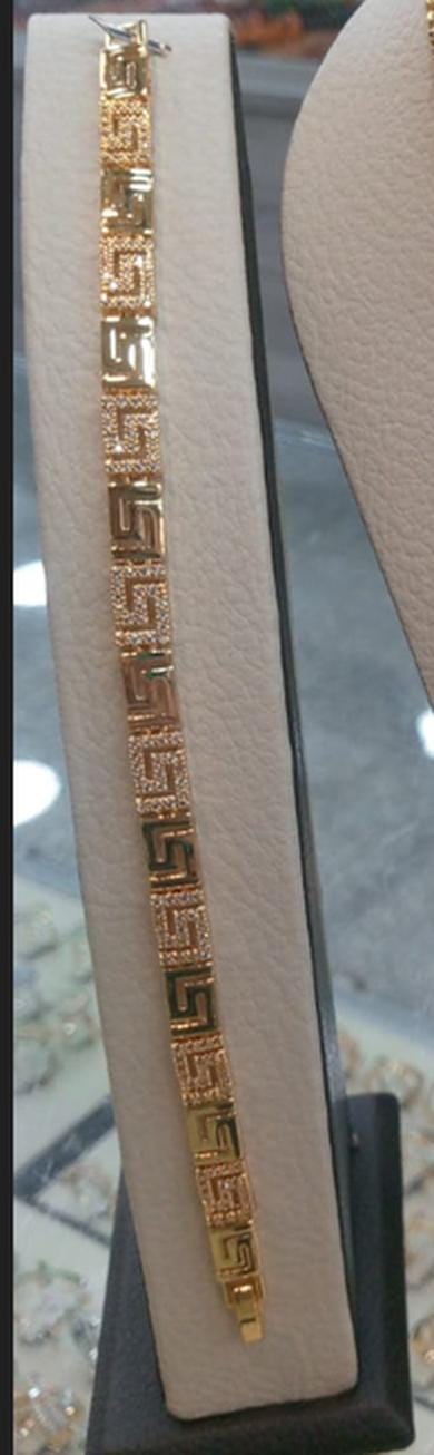 Luxurious Gold Plated Greek Key Jewelry Set • Elegant Meander Design