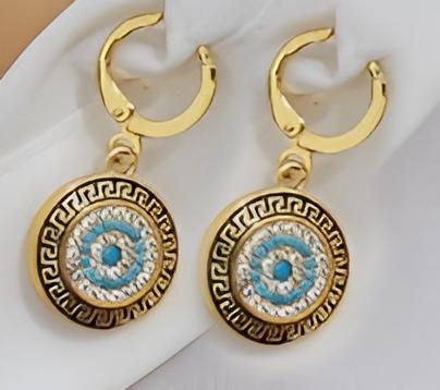 Gold-Plated Blue Eye Jewelry Set – Necklace, Bracelet & Earrings