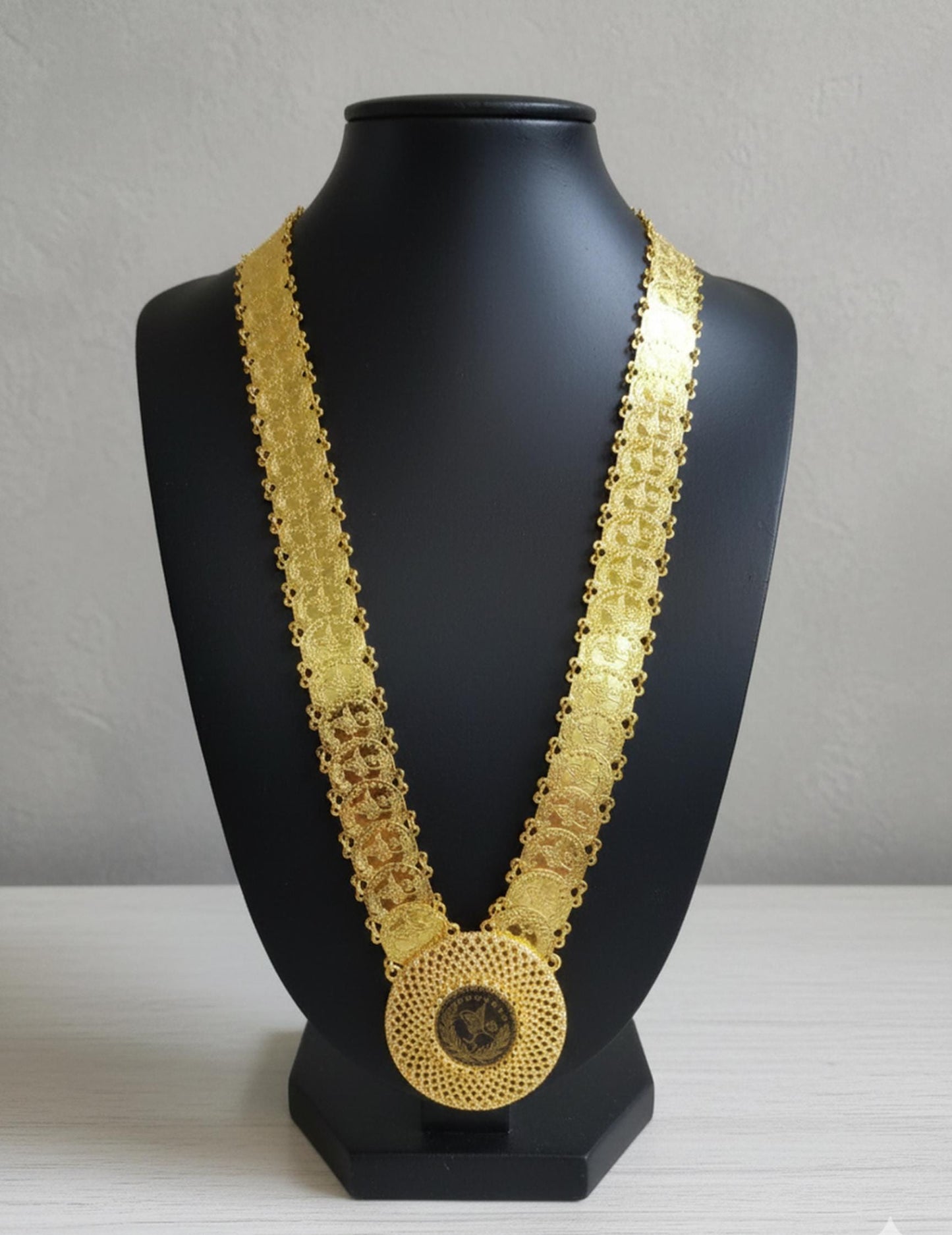 Gold Plated Ottoman Coin Necklace Vintage Wide Statement Jewelry