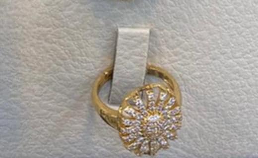 Gold Plated Sunburst Jewelry Set Luxury Necklace Earrings Ring Elegant