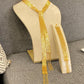 Gold Plated Tie Necklace Bracelet Set: Elegant Tassel Jewelry