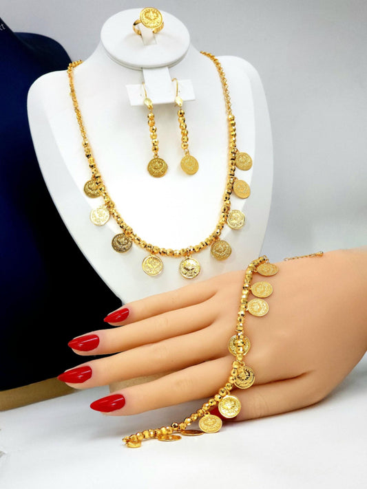 Gold Plated Coin Jewelry Set Statement