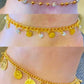 Gold-Plated Anklet Set – Adjustable Coin, Pearl & Crystal Charms Foot Jewelry