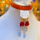 Gold Plated Red Teardrop Jewelry Set Statement