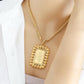 Elegant Gold-Plated Flower Frame Jewelry Set | Turkish Design Necklace, Bracelet, Earrings & Ring for Women