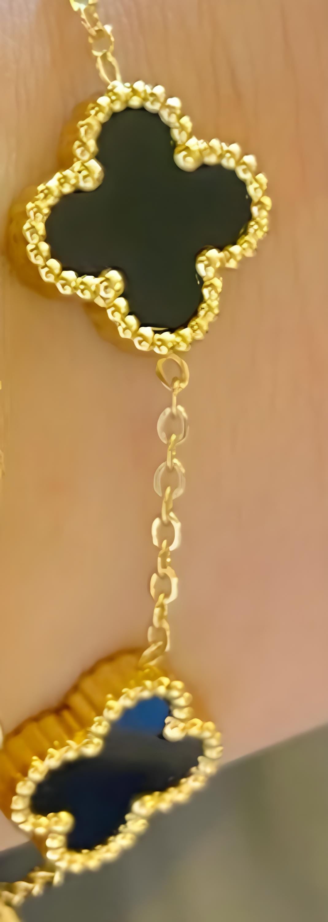 Gold-Plated Bracelet Set – 3-Piece Chain & Clover Design Jewelry for Women