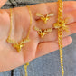 Gold Plated Deer Jewelry Set: Crystal Antlers Necklace, Bracelet & Earrings