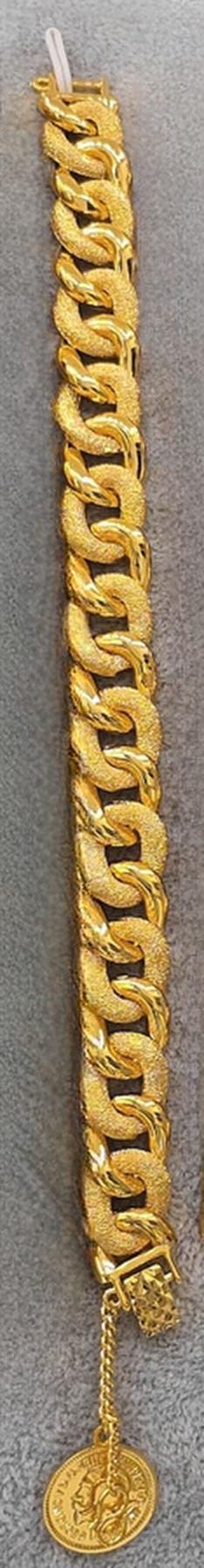 Luxury Gold Plated Chunky Chain Bracelet Textured Link Jewelry
