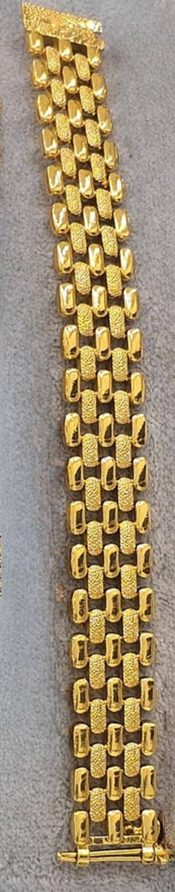 Luxury Gold Plated Chunky Chain Bracelet Textured Link Jewelry